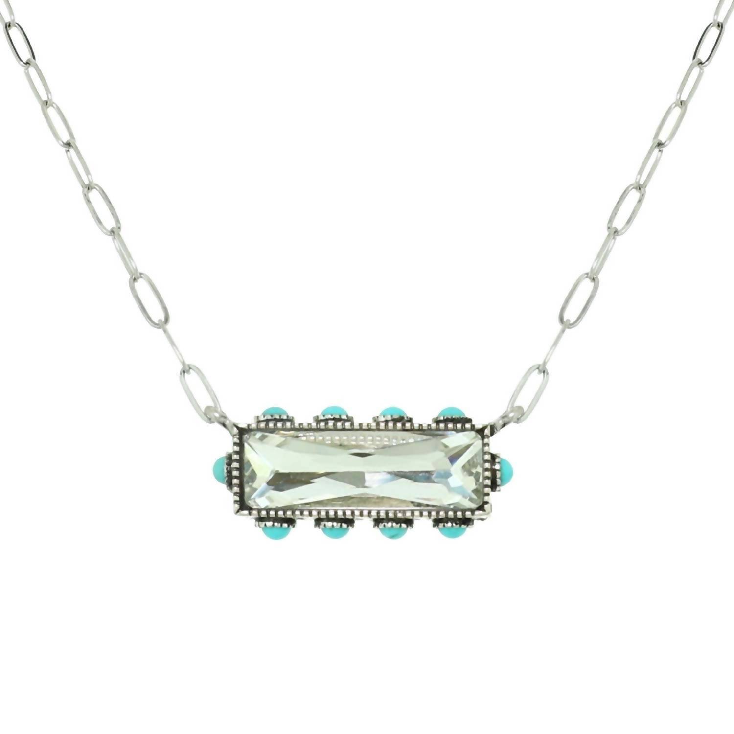 New Sophia Collection Women's Horizontal Bar Necklace In Clear Gemstone